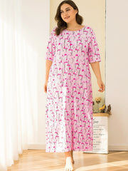 Plus Flamingo Print Short Sleeve Nightdress