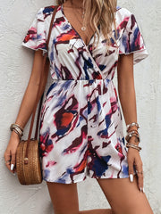 Flutter Sleeve Romper Jumpsuit Women's Clothing