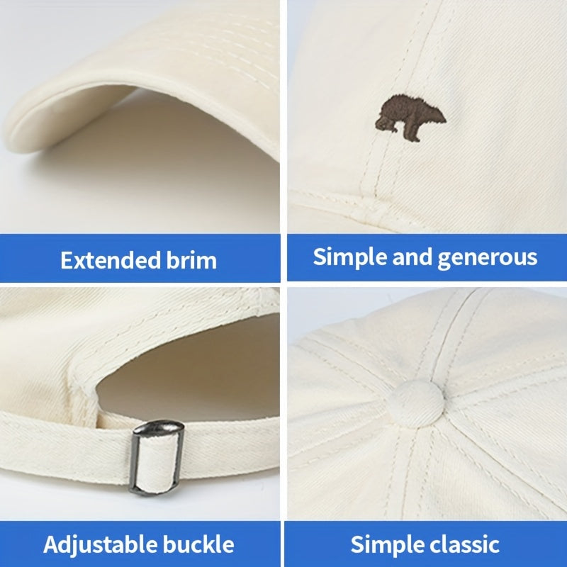 Unisex Sunshade Quick Drying Baseball Cap Bear Embroidery