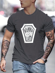 Men's Letter Print T shirt Casual Tee Spring Summer Outdoor