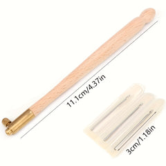 French Reverse Embroidery Wooden Handle Crochet Needles