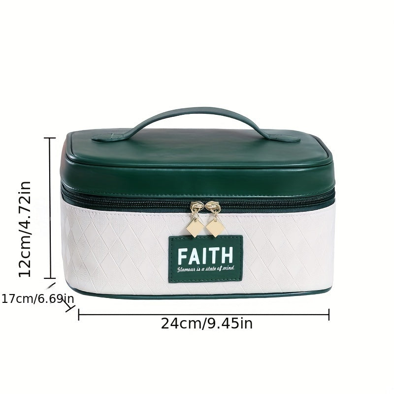 Plaid Pattern Square Makeup Bag Zipper Cosmetic Organizer