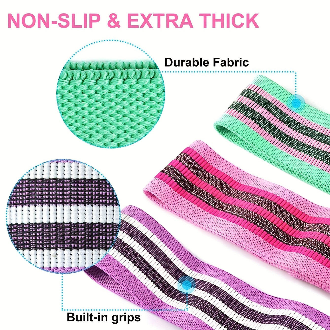 3pcs Elastic Resistance Band Hip Leg Thigh Circle Expander Bands