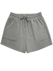 Casual Shorts Women's Plus Solid Elastic Drawstring Shorts