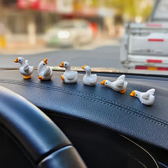 6pcs Resin Chubby Duck Car Decorations Mixed Colors Desktop Dashboard