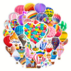 50pcs Rainbow Hot Air Balloon Stickers for Laptop Helmet Desktop