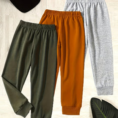 3pcs Boy's Comfy Jogger Pants for Fall Winter Outdoor