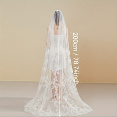 Romantic Wedding Veil Lace Trim Bridal Veil with Comb Hand Wash 2m Long