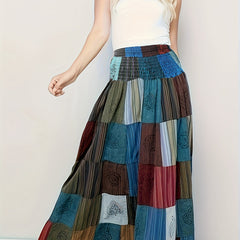 Colorblock Graphic Print Maxi Skirt