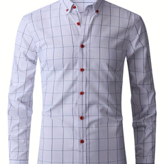 Men's Plaid Button Up Shirt for Business Occasions