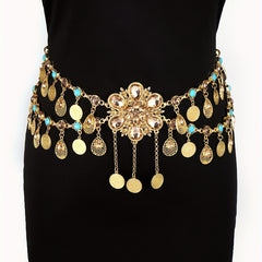 Flowers Pattern Metal Waist Chain Charm Bohemian Belt For Girls Children