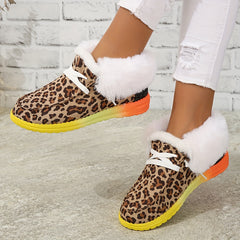 Leopard Pattern Non slip Sneakers Warm Sport Shoes