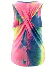 Sexy V Neck Tie Dye Tank Top