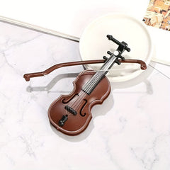 Wood Grain Violin Plastic Dollhouse Christmas Decor Santa Shooting Prop