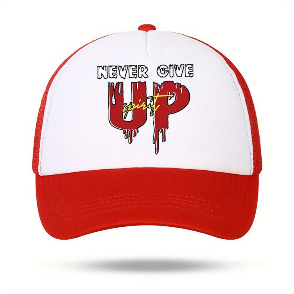 Unisex Sunshade Adjustable Baseball Cap with Never Give Up Embroidery