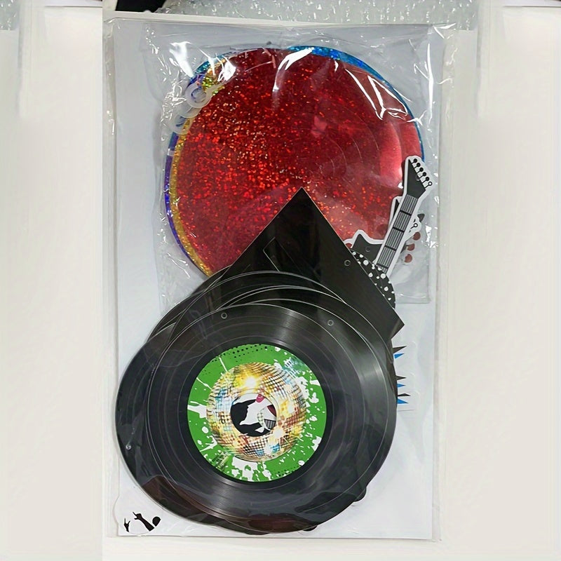 Rock & Roll Hanging Swirls & Record Cutouts for Music Party Decorations