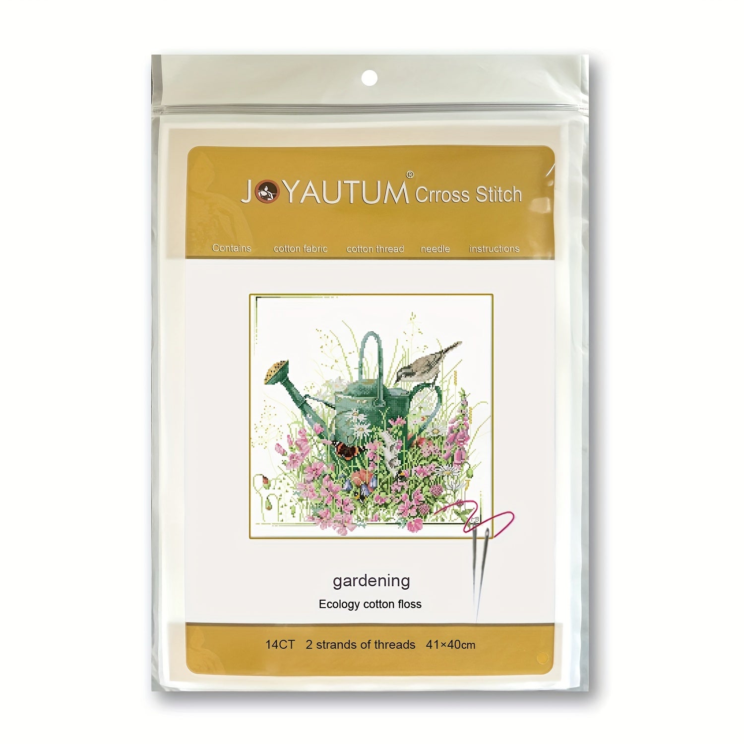 Cross Stitch 14CT Cloth Cotton Thread Flowers Kettle Bird Decorative Painting