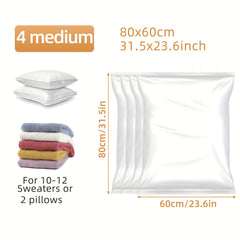 4pcs Transparent Vacuum Compression Storage Bags Sealed Moving Bags