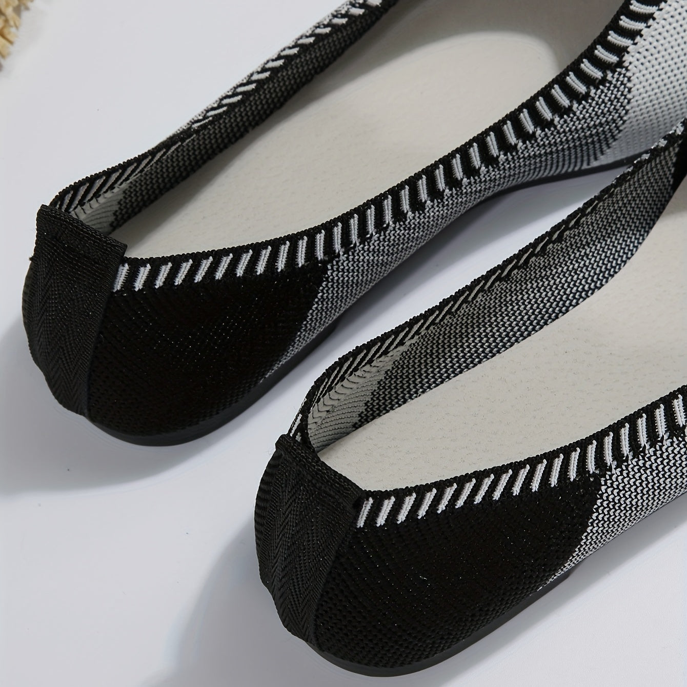 Women's Colorblock Ballet Flats Knitted Slip On Shoes
