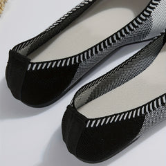 Women's Colorblock Ballet Flats Knitted Slip On Shoes