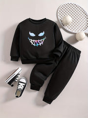 Baby Boy Smile Face Sweatshirt Pants Set Kids Casual Outfit