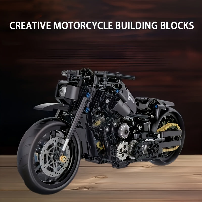 1000 pcs Retro Motorcycle Building Block Set Adult DIY Model Kit