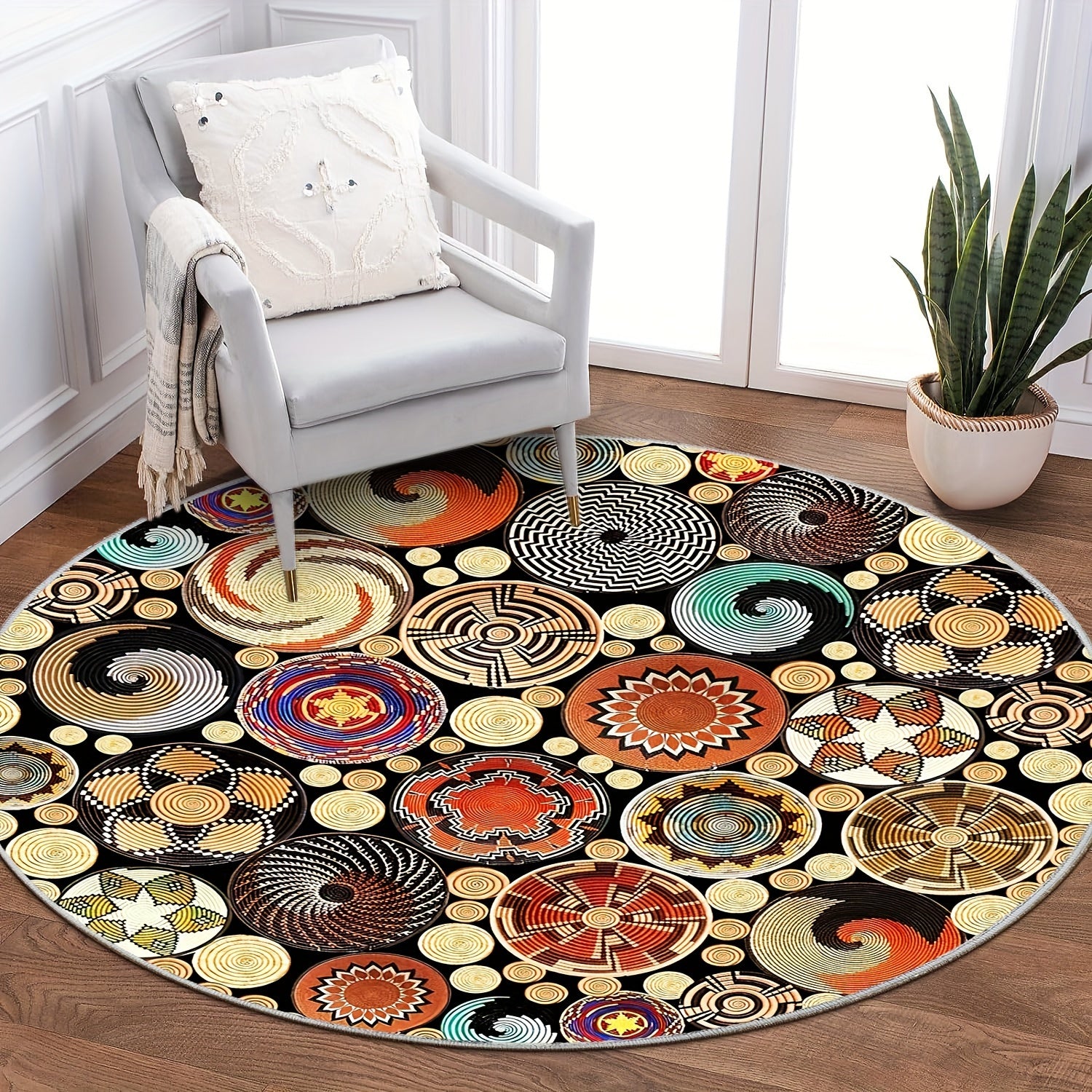 Abstract Modern Round Rug For Living Room Bedroom Kitchen