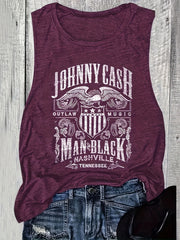 Letter Print Crew Neck Tank Top Casual Sleeveless Top For Summer