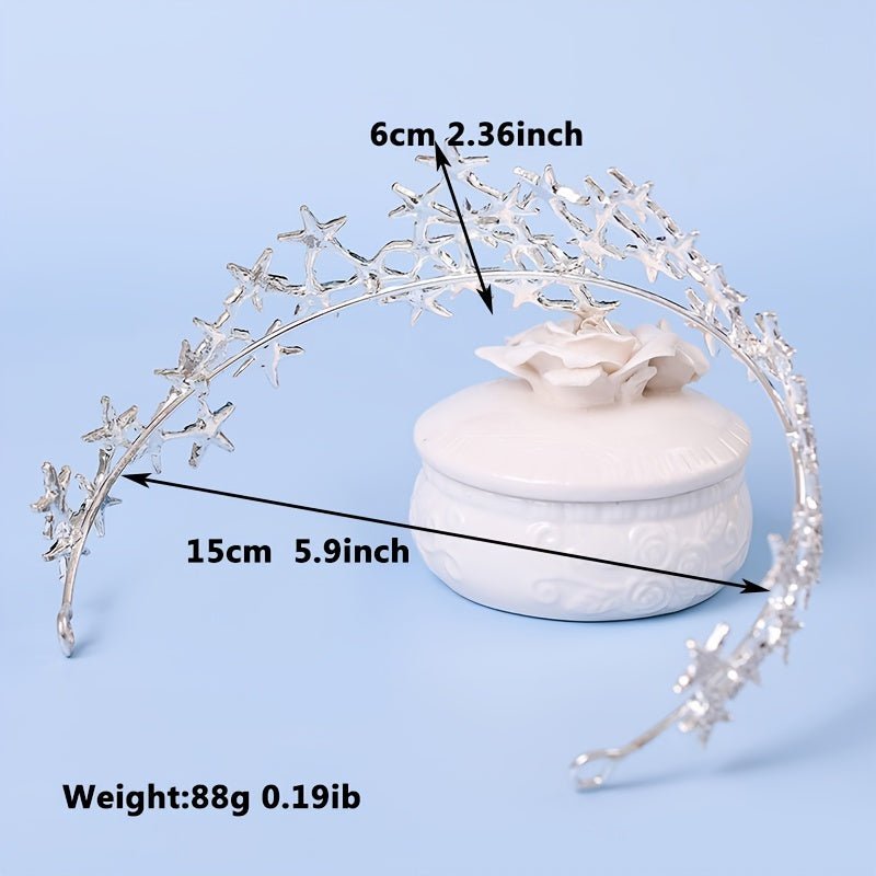 Silver Tiara Crown Crystal Headband Rhinestone Bride Bridal Wedding Prom