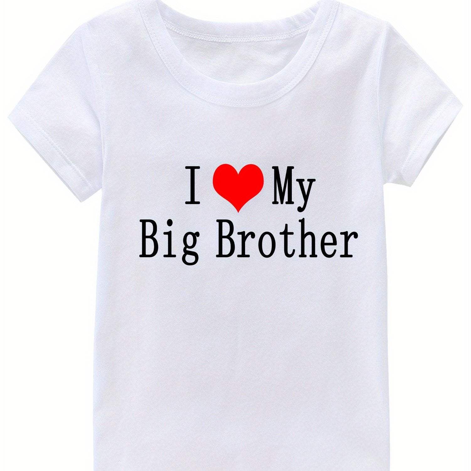 Girl's I Love My Big Brother Print Cotton T-shirt for Summer