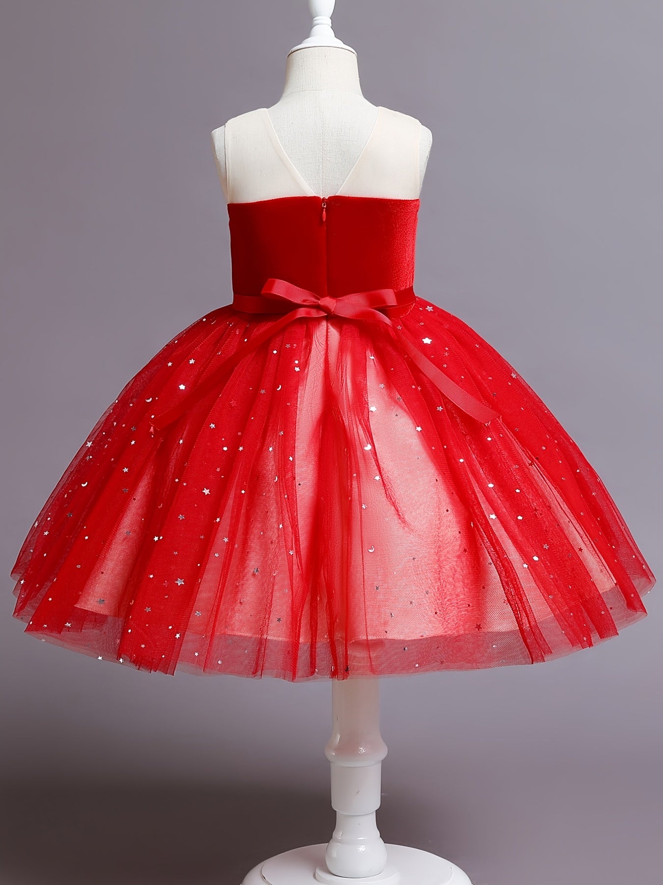 Girls Sequin Mesh Sleeveless Princess Dress For Kids Children