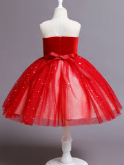 Girls Sequin Mesh Sleeveless Princess Dress For Kids Children