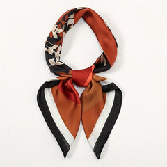 Vintage Floral Print Pre Tied Neck Scarf 27x55 Thin Square Scarf