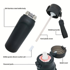 22oz Stainless Steel Water Bottle Flip Top Leakproof Cup Double Walled