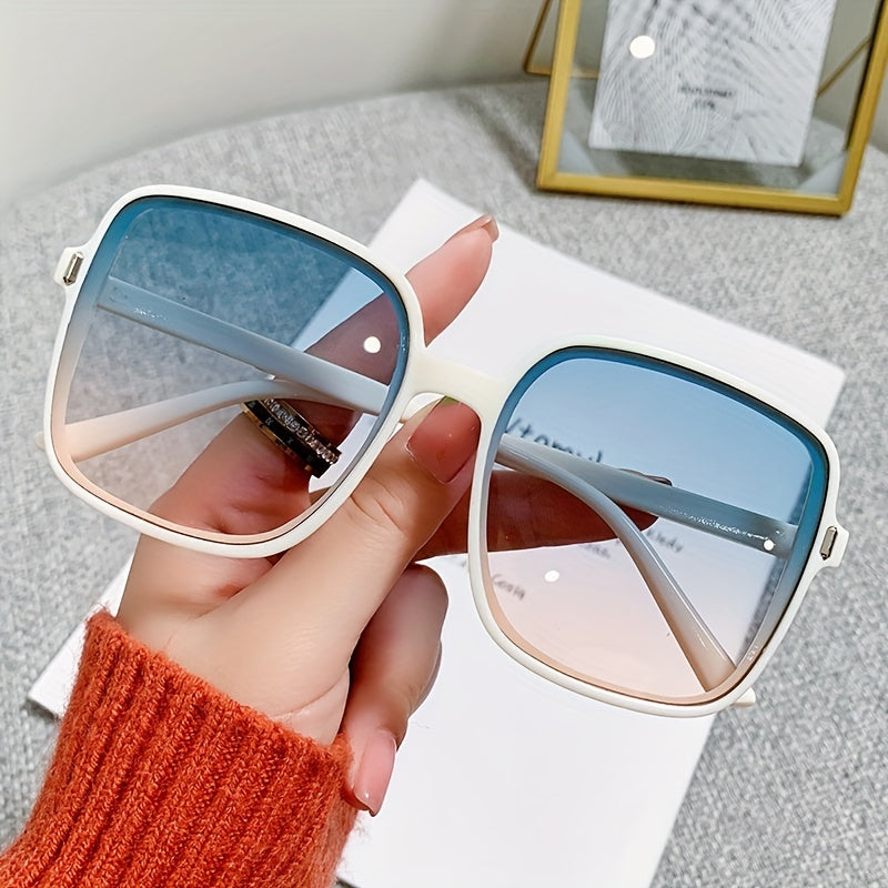 Oversized Ombre Lens Sunglasses Men Women Block Square Frame Glasses UV400