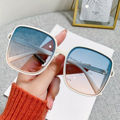 Oversized Ombre Lens Sunglasses Men Women Block Square Frame Glasses UV400