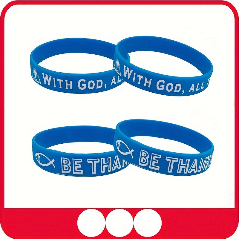 1Pcs Pack Colorful Pattern Thank You Gratitude Silicone Bracelet Wrist Band