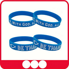 1Pcs Pack Colorful Pattern Thank You Gratitude Silicone Bracelet Wrist Band