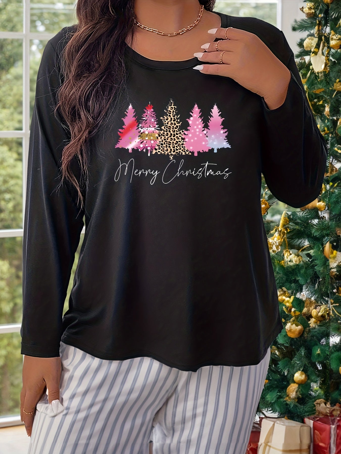Christmas Tree Print Lounge Top