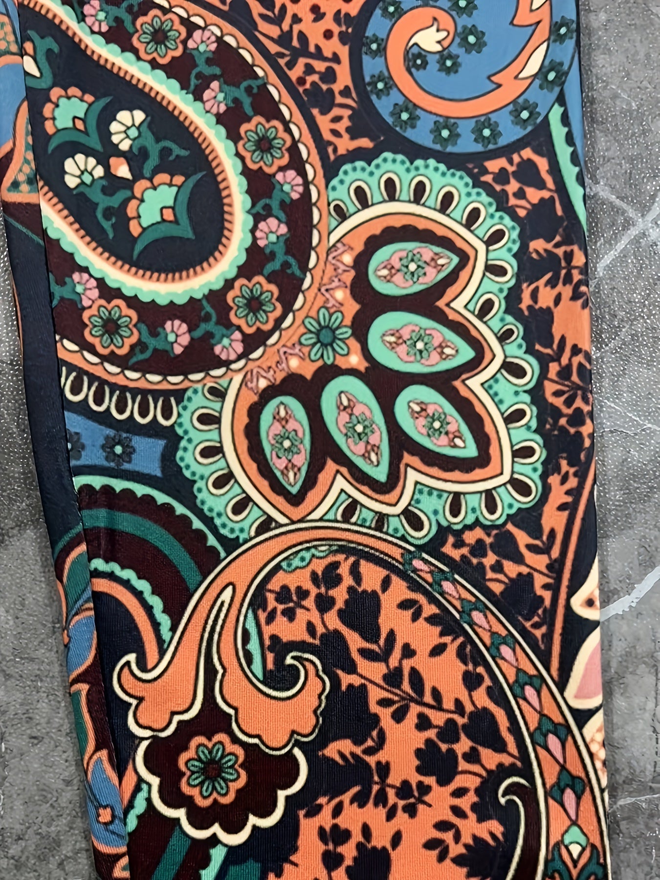 Boho Leggings Women's Plus Paisley Print Skinny Leggings