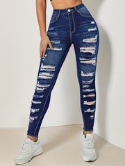 Sexy Jeans Women's Plus Ripped Skinny Jeans