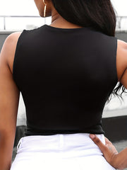 Sexy Rhinestone Cut Out Sleeveless Top