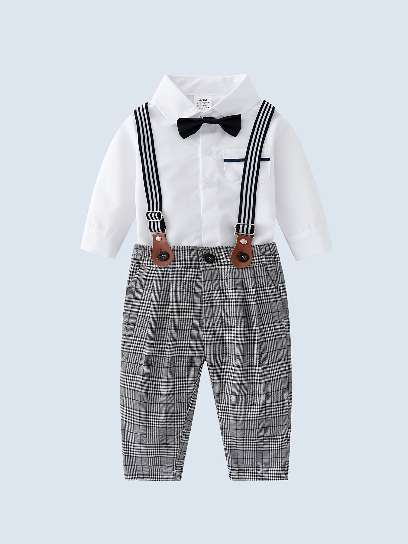 Baby Boys Gentleman Set Shirt Romper Suspender Pants Party