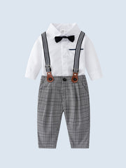 Baby Boys Gentleman Set Shirt Romper Suspender Pants Party