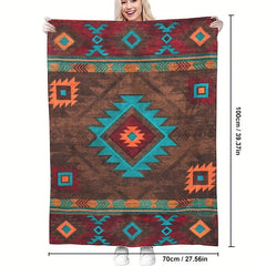 Flannel Warm Blanket Retro Style Sofa Blanket for Camping Travel