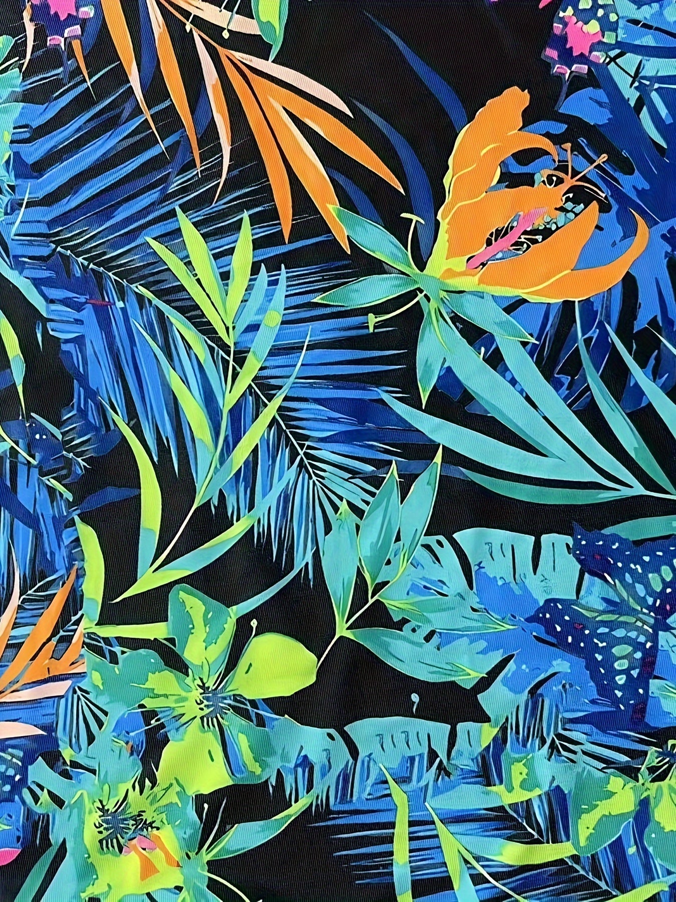 Tropical Print Tankini Set Women's Plus Round Neck Tank Top & Shorts