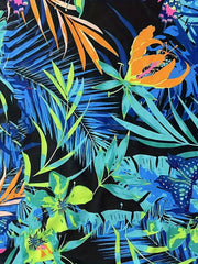 Tropical Print Tankini Set Women's Plus Round Neck Tank Top & Shorts