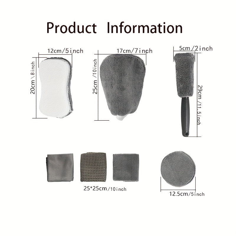 Car Wash Sponge Kit Microfiber Towel Detailing Gloves Waxing Brushes