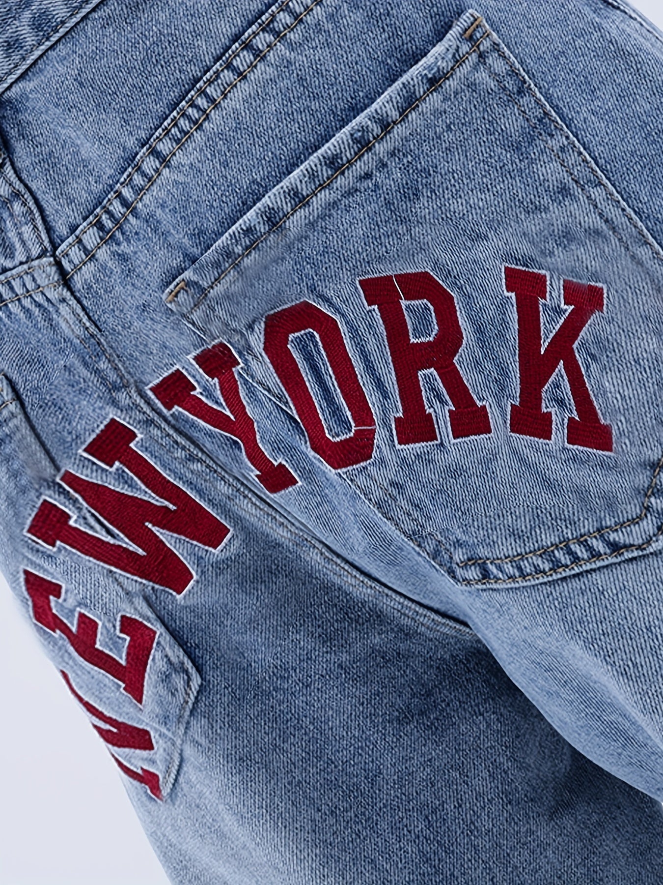 Y2K Style Letter Embroidered Baggy Denim Jeans