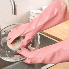 Long Velvet Warm Gloves Waterproof Laundry Gloves